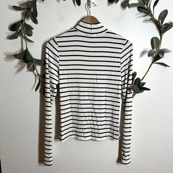 White and Black Striped Mock Neck - Picture 3 of 3